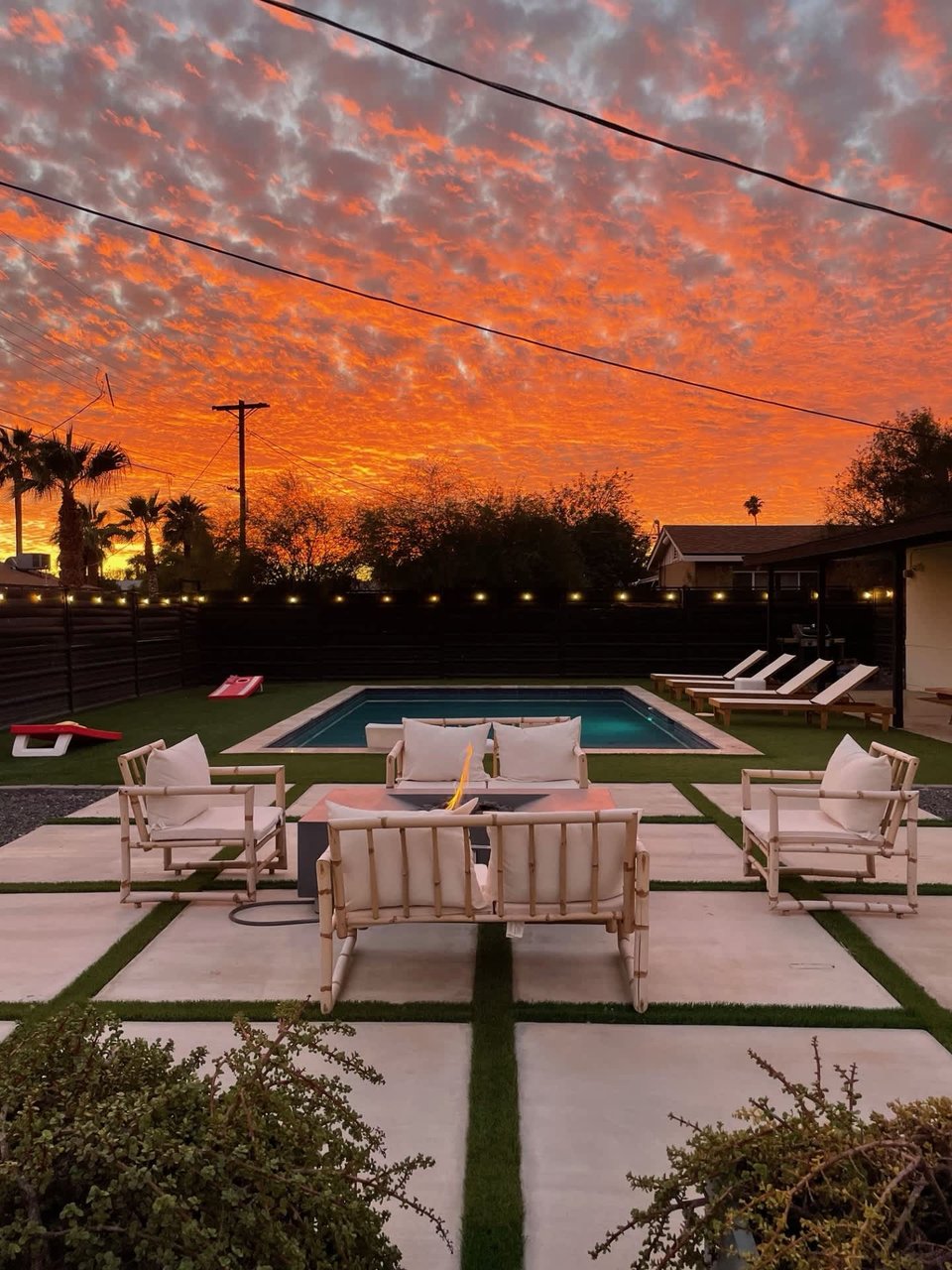 Fire pit and pool